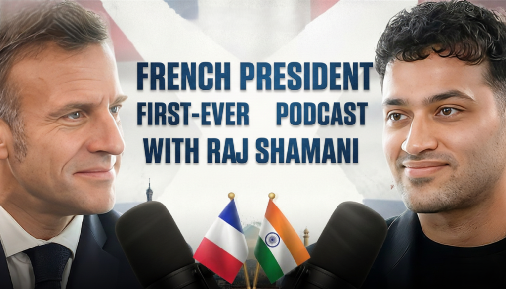 French President Emmanuel Macron Breaks Protocol with Indian Podcaster Raj Shamani